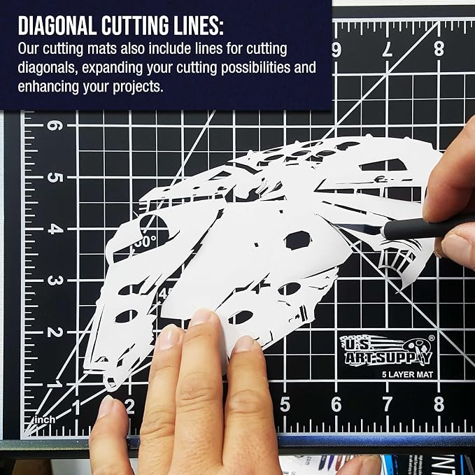 U.S. Art Supply 9"x12" Self-Healing Cutting Mat 5-Ply White/Blue | Double-Sided White/Blue Craft Mat, Non-Slip Cutting Mats for Crafts, Sewing, Quilting, Scrapbooking