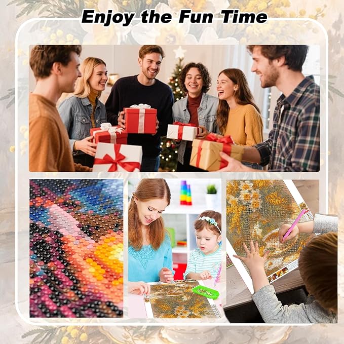 AIBOERL Diamond Art Kits for Adults,Flowers Diamond Painting Wall Decor | Round Drill Vintage Flower Diamond Painting for Beginners DIY Rhinestone 5D Diamond dots(Gemstone Craft)Wall Art Gift 12x16IN