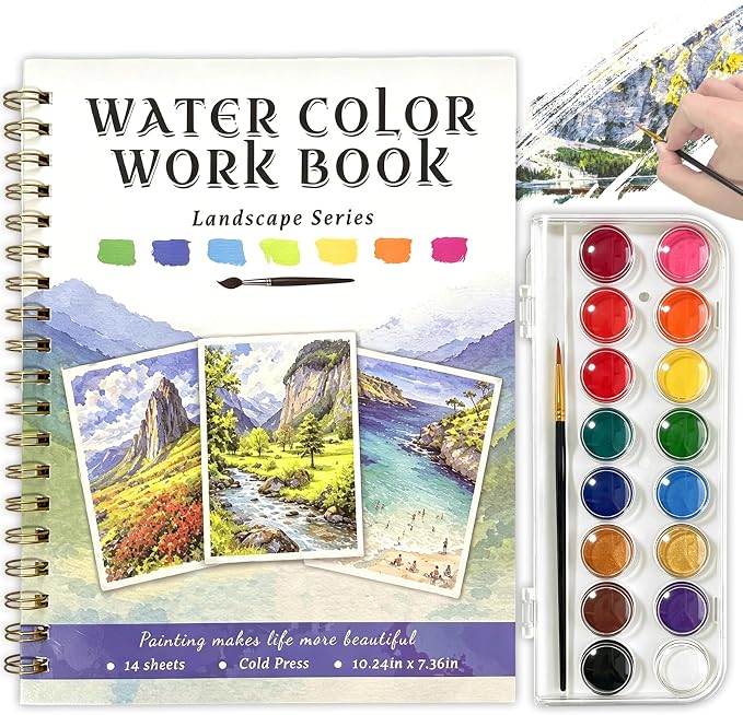 Watercolor Workbook, 16 Colors Watercolor Books Paint Set for Adults Teens
