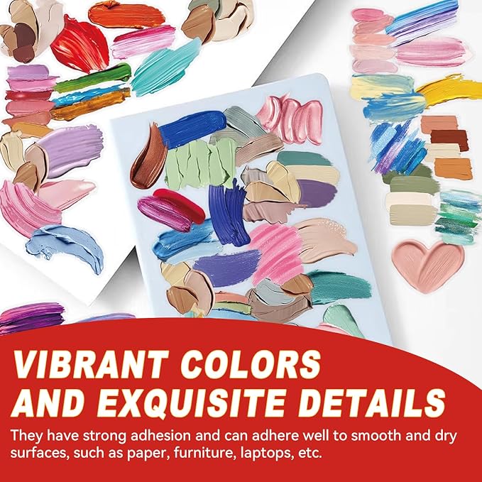 100 Pcs Junk Journal Supplies Stickers, Artistic Colorful Watercolor Palette & Paint Brush Stroke Stickers for Scrapbook, Planner, DIY Crafts, Art Journaling, Ephemera & Creative Decorative Decals