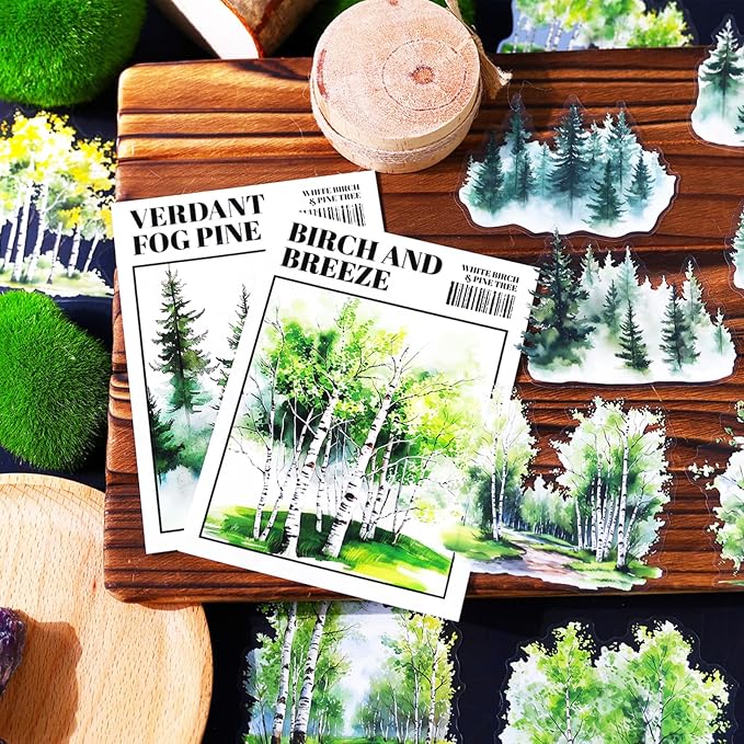 120 Pieces Botanical Tree-Themed PET Sticker