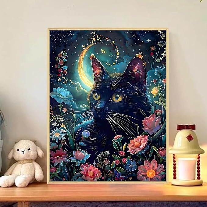CRZMODE Cat Paint by Numbers Kit for Adults, Cat Paint by Numbers for Adults, Acrylic Painting Crafts for Home Decor Gift (16x20inch)