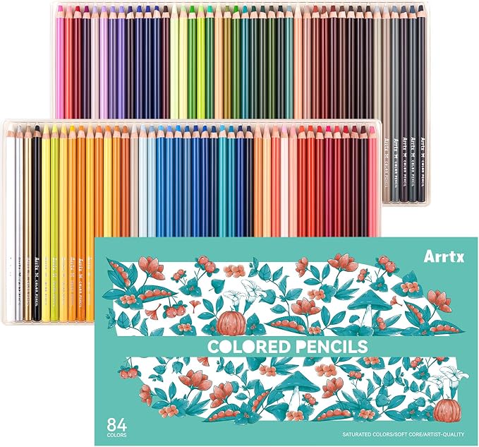 Arrtx 84 Colored Pencils, Soft Core, 5.0mm Thick Lead