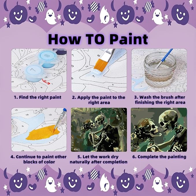 askkqtx Skull Paint by Numbers Kit for Adults Unframed 16x20 Inch