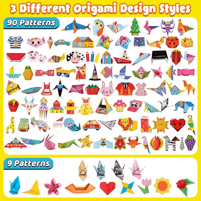 Funtopia Origami Kit for Kids Ages 5-8 8-12, 260 Sheets Origami Paper | DIY Craft Art Projects Supplies for Boys Girls, 99 Patterns and Guiding Book, Travel School Vacation Activities Toy
