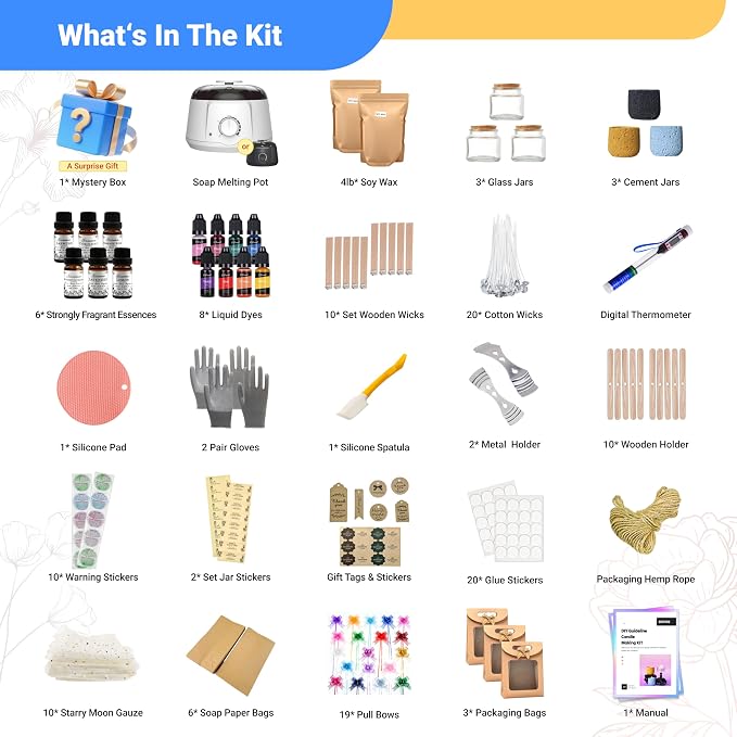 Geoynas 128pcs Candle Making Kit with Blind Box Surprise