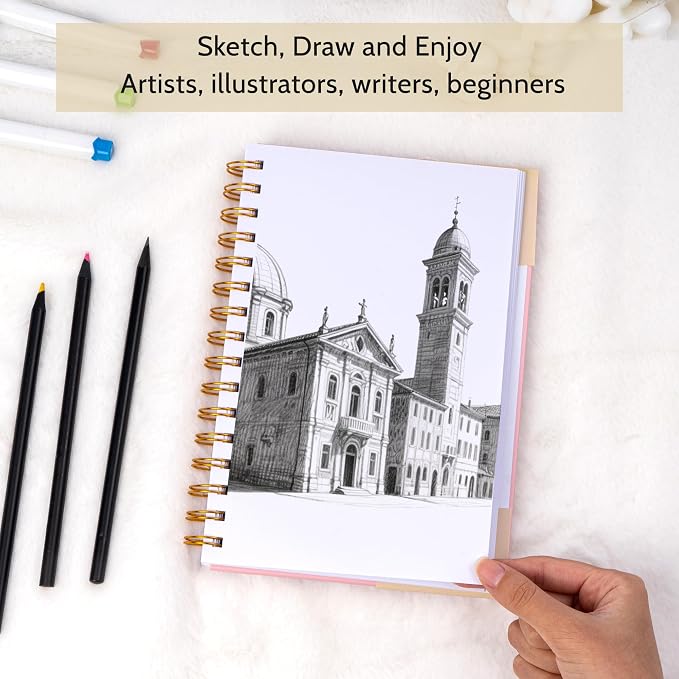 Yoment 5.5" x 8.5" Sketch Book Small Sketchbook for Drawing 100 Sheets Hardcover Spiral Sketch Pad for Kids(68lb/100gsm) Art Sketchbook Drawing Blank Paper Book for Beginner Artist with Pencil Pink | Pink,68 lb/100gsm Hardcover Sketch Pad for Kids,Art ...