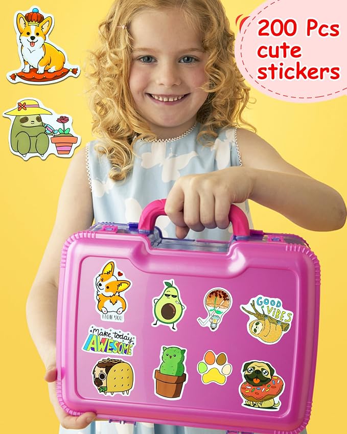 EOAOD 200 Cute Aesthetic Water Bottle Stickers for Kids, Waterproof Vinyl | Perfect for Classroom Prizes and Rewards, Laptops, Skateboards, Notebooks and Crafts, Ideal for Kids, Teens and Students