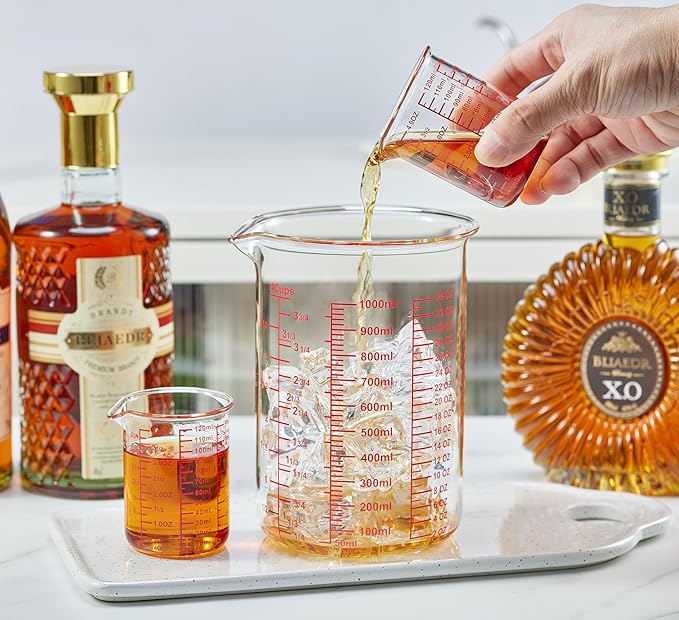 Ackers BORO3.3 4 oz/120 ml Glass Measuring Cup with V-Shaped Spout, 2 Pack