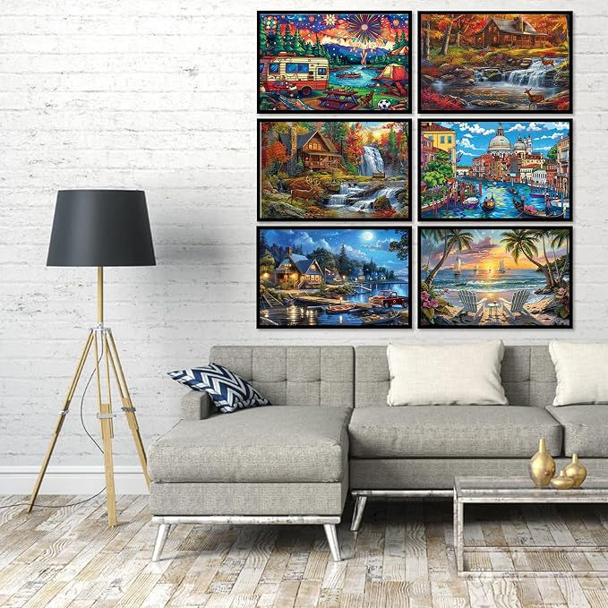 DOTSOPS 6 Pcs Landscape City Diamond Painting Kits Art Adults Painting Kits | Crafts DIY 5D Diamond Art Packs Kits,Full for Adults,Beginner Home Wall Decoration Gift 11.8 x 15.7 Inches
