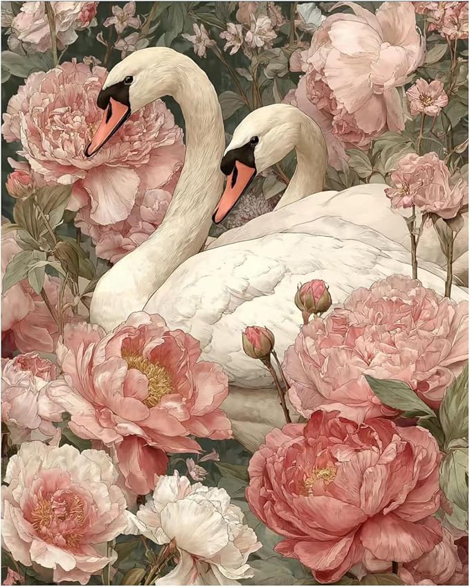 XTCIXAL Paint by Numbers Kit for Adults, Swan, 16X20 Inch | DIY Paint by Number for Adults Beginner, High-Definition Color Canvas, Stress Relief, Home Wall Decor, Gifts, Unframed
