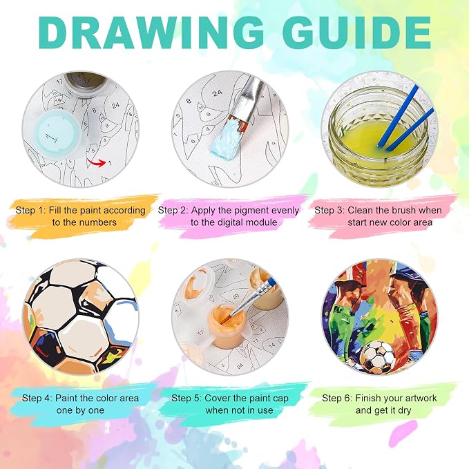Paint by Numbers Kit for Adults, Soccer Match Number Painting, 16 x 20 Inch | DIY Adult Paint by Number Kit on Canvas for Beginners, without Frame, Sports Wall Decor, Stress Relief Craft Gift