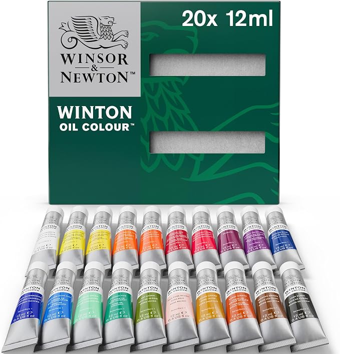 Winsor & Newton Winton Oil Color Paint Set, 20 x 12ml (0.4-oz) Tubes | Artist pigments, Durable, Lightfast, Permanent, Uniform Consistency, Great Pigment Load