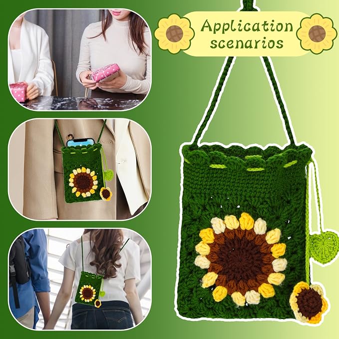Fedmut Crochet Kit for Beginners Adult, Includes Deep Green Yarn, Hooks, Stitch Markers, Video Tutorials, Ideal for All Ages & Gifts