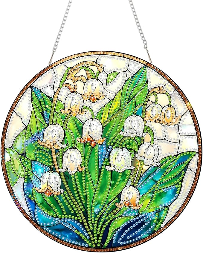 RYMILIE Hanging Diamond Art Kits for Adults White Flowers 8x8inch