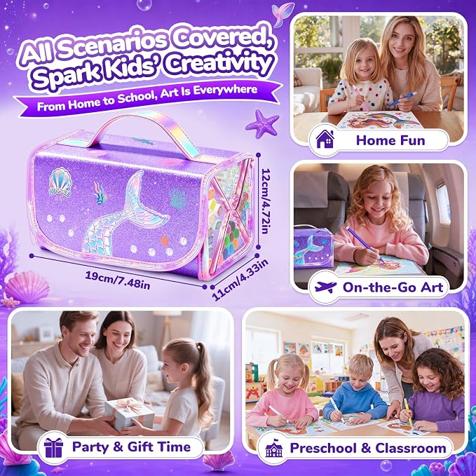 DreamyCandy 70 Pcs Washable Markers Set for Kids 4-8, Mermaid Art Set Gifts