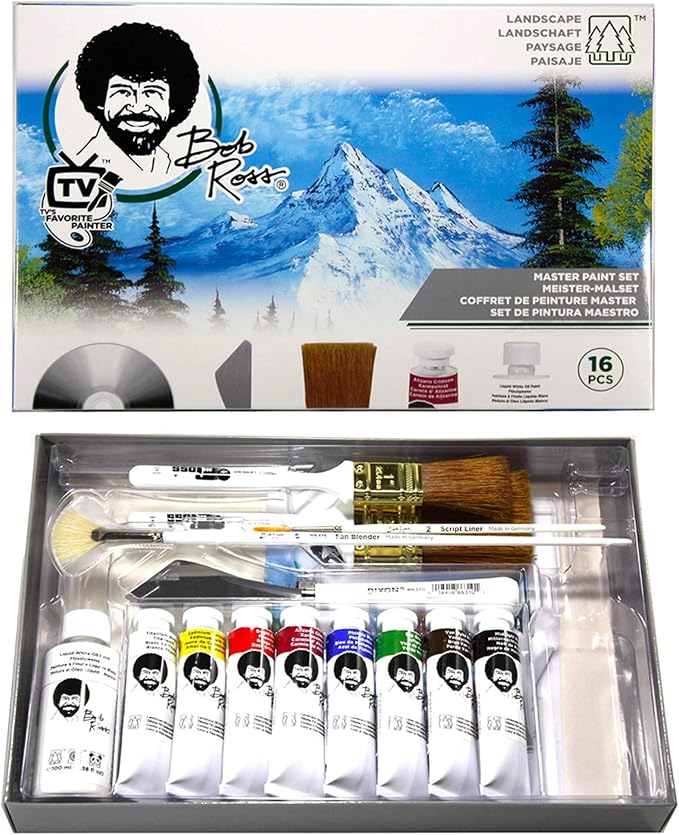 Bob Ross Master Artist Oil Paint Set & 2-in-1 Studio Easel Combined Set
