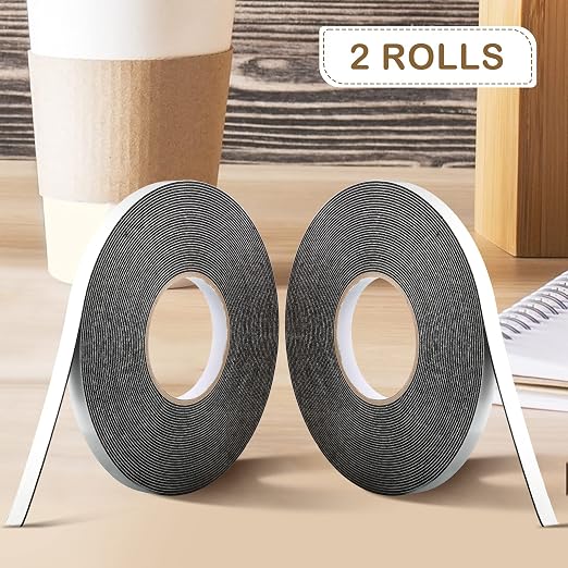 Tatuo 2 Rolls Double Sided Foam Tape for Mounting,1/2 Inch by 50 Feet,Black