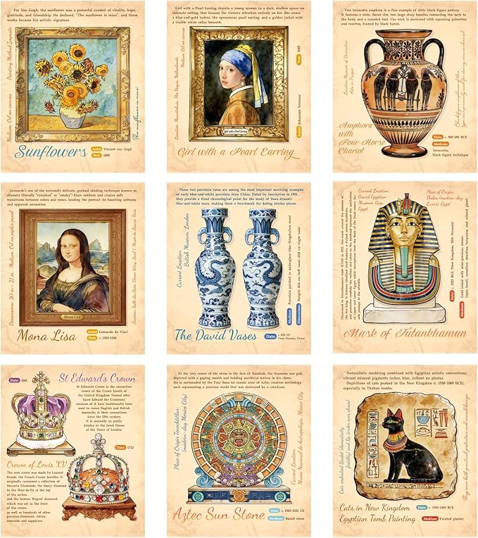 10 World Cultural Antiquities Puzzle Sticker Book, Artifact Restoration Theme Vintage Egypt Crown Mask Pattern, Leisure Relaxation Entertainment Stickers Book for Women Men Adults Teens Antique Lover