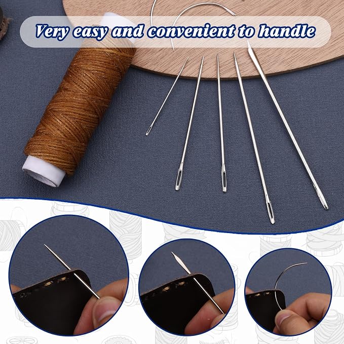 Waxed Thread, Upholstery Needle and Thread 32 Yards Medium Brown