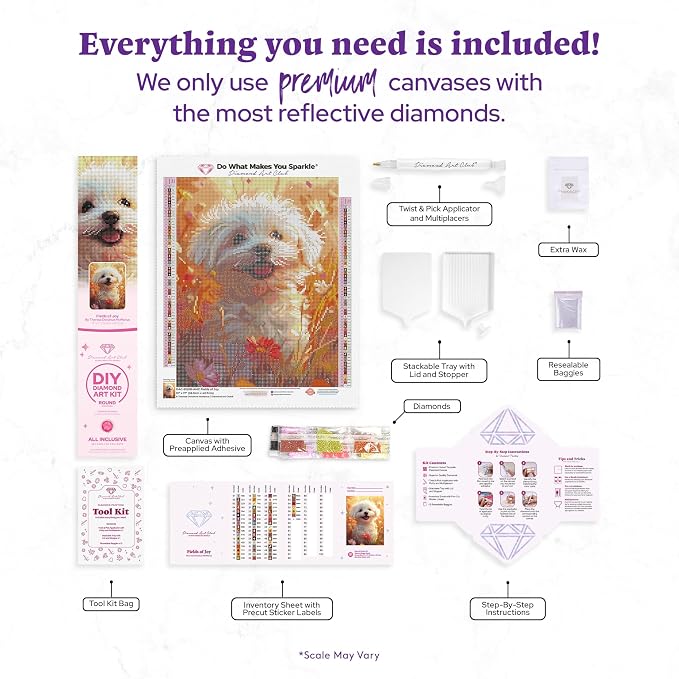 DIAMOND ART CLUB Fields of Joy - Maltese Diamond Art Kits for Adults