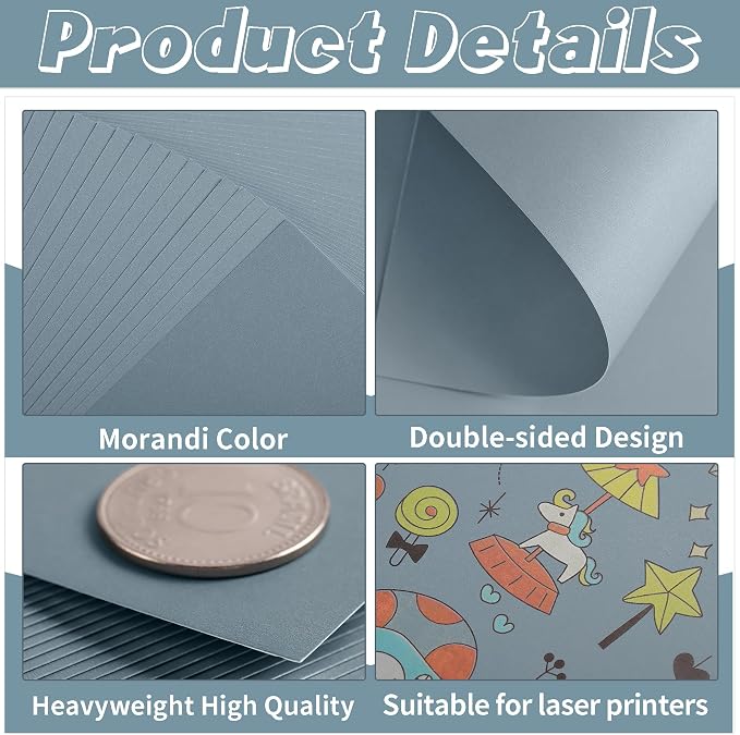 35 Sheets Dusty Blue Cardstock 92LB Construction Paper 8.5 x 11 Inch