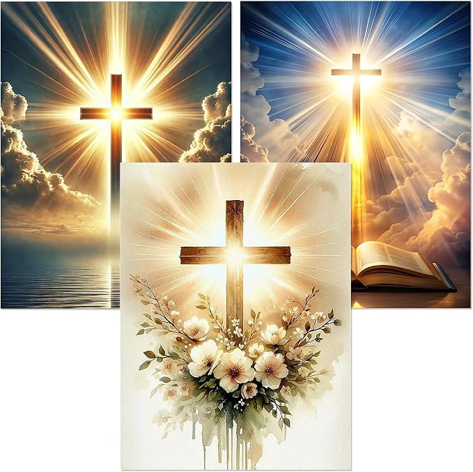3 Pack Diamond Art Kits for Adults, Cross Diamond Painting Kits 12X16 Inch