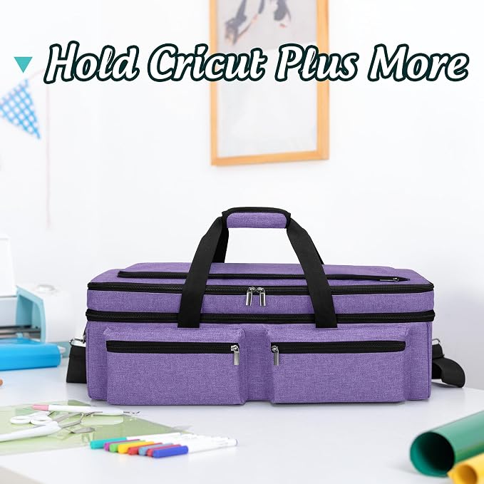 LUXJA Double-layer Bag for Cricut Explore Air (Air2) and Maker, Purple