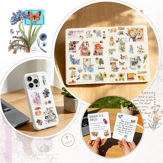 555pcs Vintage Floral Stickers for Journaling & Scrapbooking