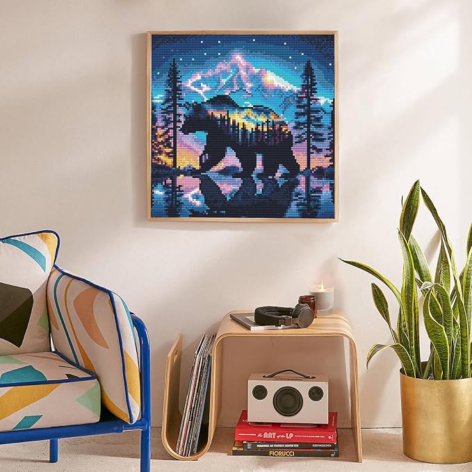 Diamond Art Kits for Adults, Bear DIY 5D Diamond Painting for Beginners | 14x14 Inch, Full Drill Round Dots, Forest Mountains Gem Art Craft Kits, Home Wall Decor, Stress Relief Relaxing Hobby Gift
