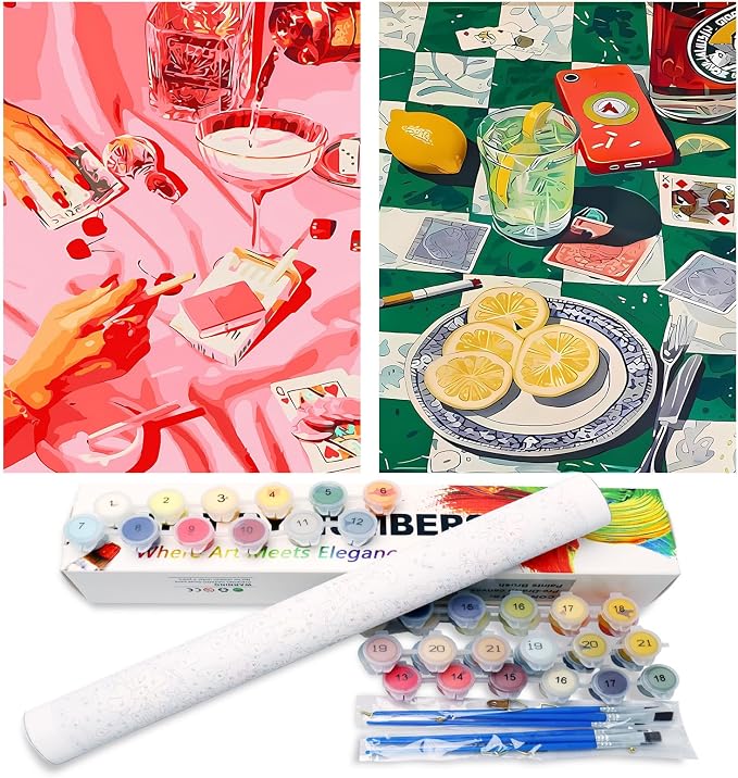 hkejoi Poker Paint by Numbers Kit for Adults, 12x16 in