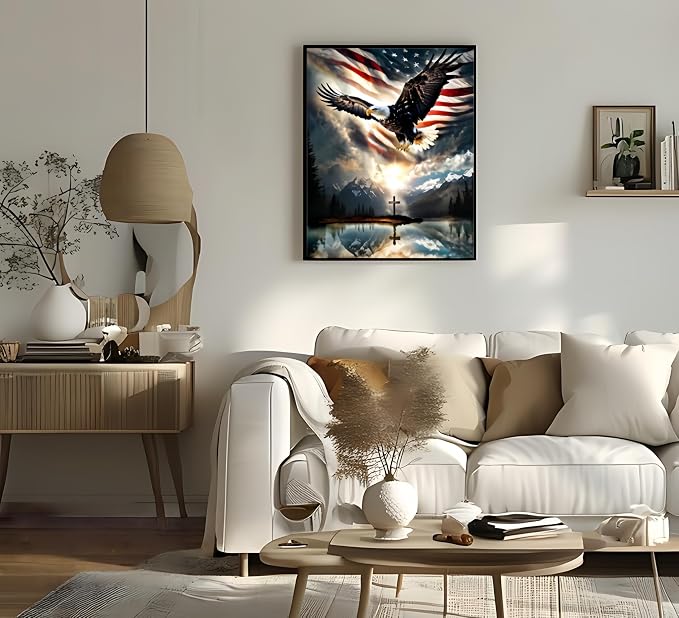 Diamond Art Kits for Adults,US Flag EagleDiamond Painting Kit,11.8X15.8inch | 5D DIY Full Drill Paint by Diamonds Dot Gem Art Painting Kits,for Home Wall Decor Beginners