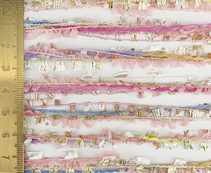 Artisanal Yarn Collection Multifiber Fancy Yarn with Golden Glitter Threads for Knitting Crocheting Crafts DIY, Set of 3 Rolls (Candy Pink)