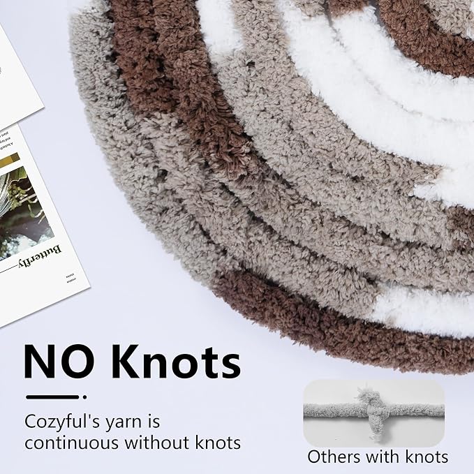 Cozyful Chunky Yarn for Hand Knitting - #10 Chunky Chenille Blanket Yarn, Jumbo Big Thick Chunky Yarns for Crocheting, Tie Dye Bulky Knit Yarns, 8 Skein (20 yds 8 oz Each Skein), Multi Coffee & White