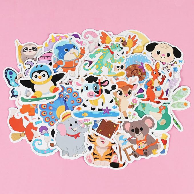 50PCS Animal Stickers, Cute Water Bottle Stickers for Kids