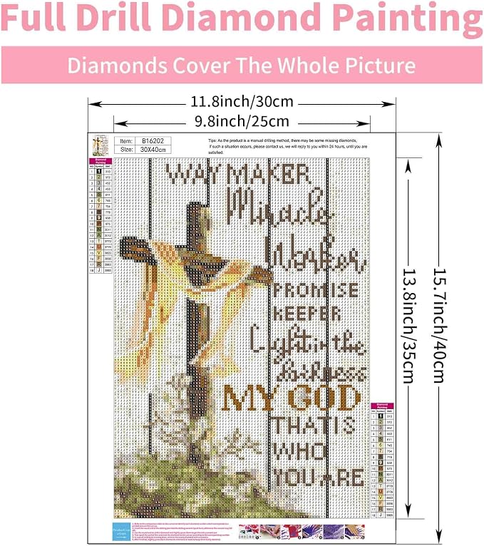Diamond Art Kits for Adults, 5D Christian Cross Diamond Painting Kit