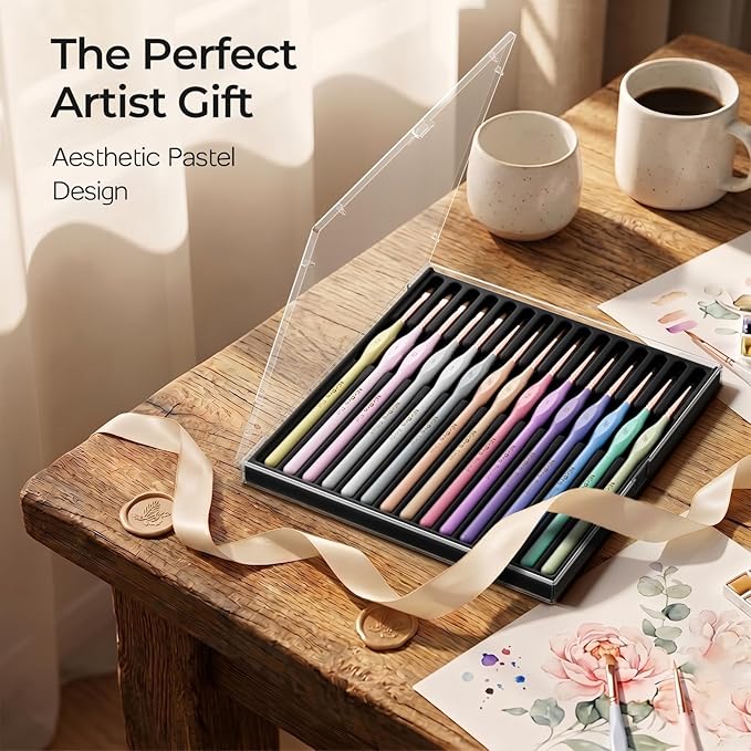 Nicpro 15PCS Paint By Numbers Brushes, Micro Fine Detail Paint Brush Set | Aesthetic Pastel, Fine Tip Small Paint Brushes, For Acrylic Oil Watercolor, Craft Models Miniatures Rock Painting