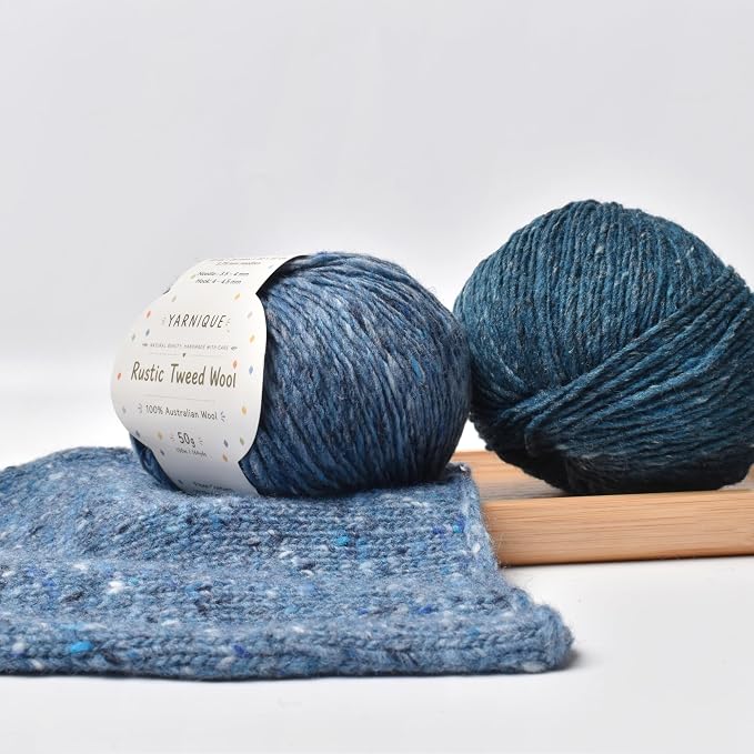 Rustic Tweed Wool Yarn, 1oo% Australian Wool, DK, 4 Skeins 200g/656yds (3149 Deep Peacock Fleck), Wool Yarn for Knitting | Bright Flecks | Warm Handmade Character