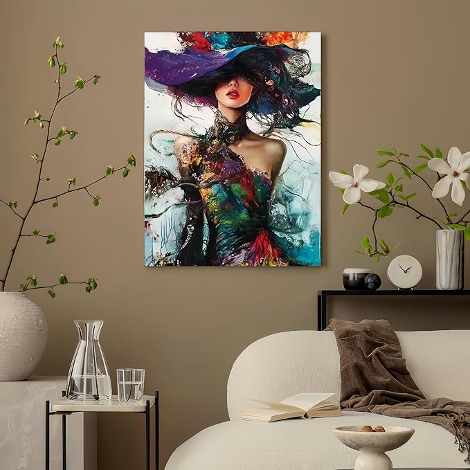 Paint by Numbers Kit for Adults,Colorful Woman Paint by Number Kits | Wearing a Hat Adult Painting by Numbers Easy Oil Painting,for Home Wall Decor15.7X19.7 Inch