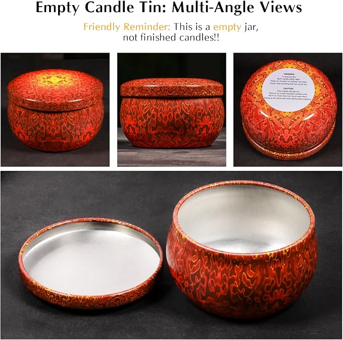 Domivirgo 24 Empty Candle Tins 2.5 oz with Lids - Simple Candle-Making Kit, Includes 26 Wicks, 5 Holders & 32 Stickers, Multi-Purpose Storage Containers for Crafts & Small Items (2.5oz)