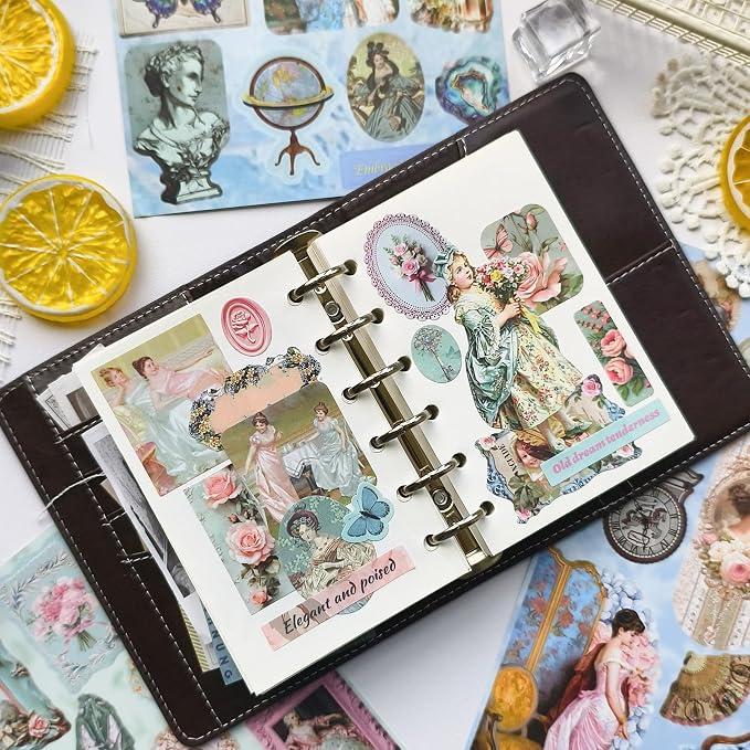 Vintage Sticker Book 500+ Stickers 30 Pages for Journaling Scrapbooking