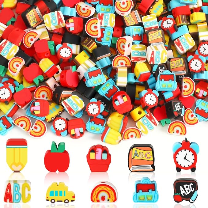 Augshy 300Pcs Back to School Clay Beads Teacher Beads for Bracelets