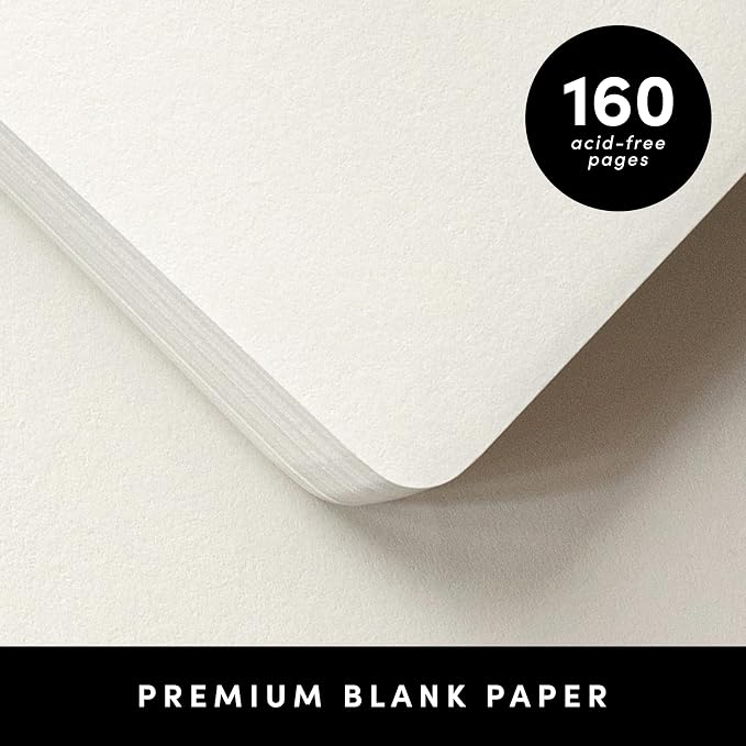 PAPERAGE Blank Journal Notebook, (Cognac), 160 Pages, Medium 5.6 in x 8 in - 100 GSM Thick Paper – Hardcover Journaling Notebook for Work, School, Note Taking or Sketching