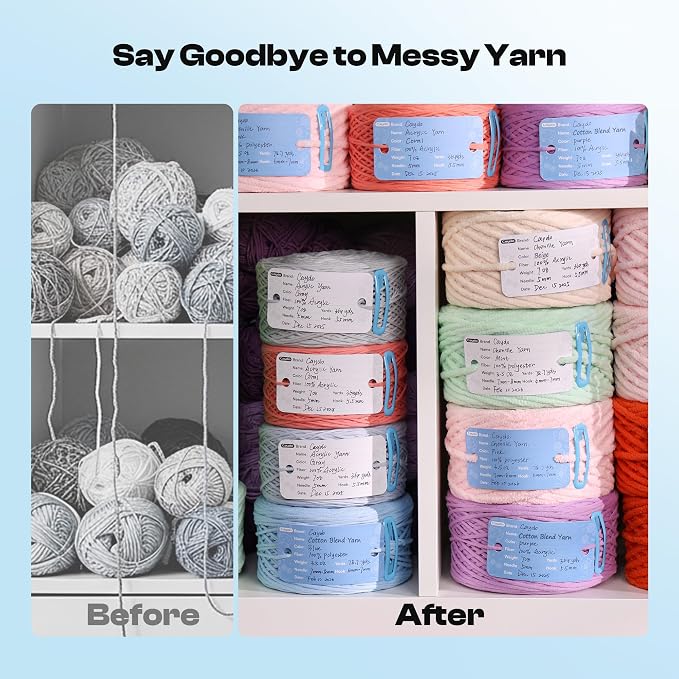 Caydo 20 Set Yarn Information Tags with Clips for Yarn Storage Organizer