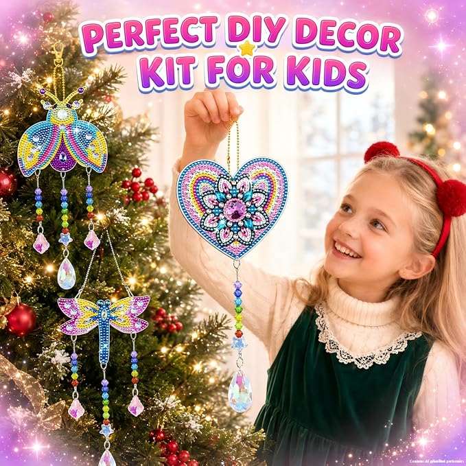 Diamond Art for Kids 8-12, 3 PCS Diamond Art Painting Sun Catcher for Girls
