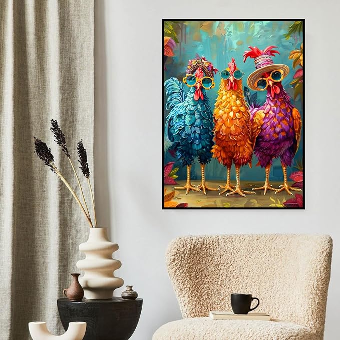 ijbnhd Chicken Diamond Art Kits for Adults Diamond Painting Kits 12x16inch