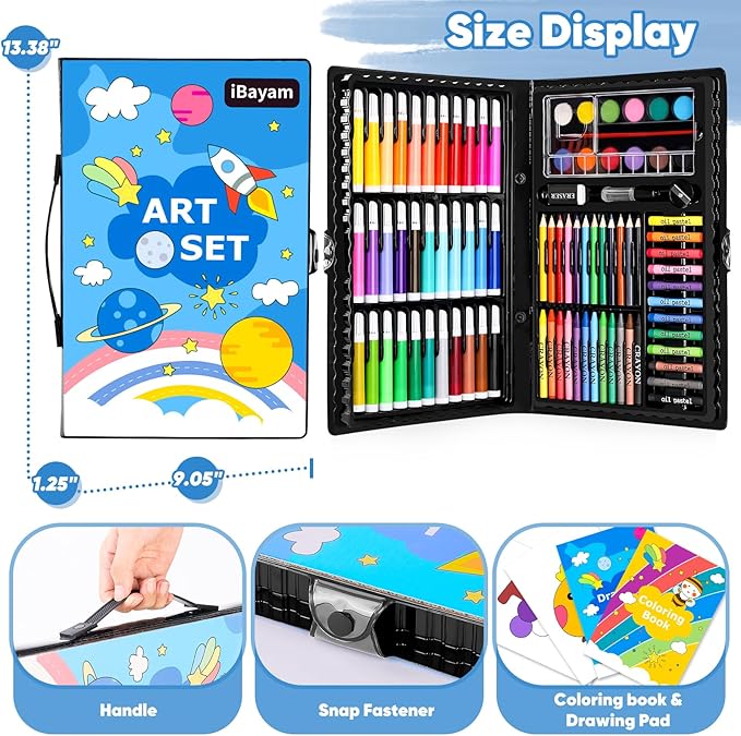 iBayam Art Supplies, 149-Pack Drawing Kit Painting Art Set Art Kits Gifts | Arts and Crafts for Kids Girls Boys Adult Artist, with Coloring Book, Crayons, Pastels, Pencils, Watercolor Pens & Cakes