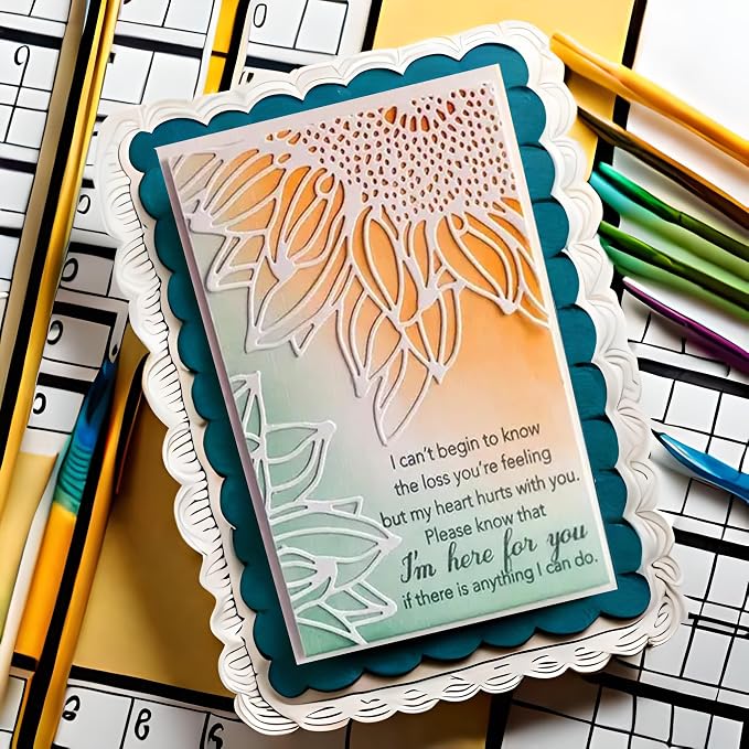 Lapoo 3D Backgrounds Frame Metal Cutting Die for Scrapbooking, New Cutting Dies DIY Album Card Making Decor Paper Craft Metal Die Cuts Party Wedding Decorations (Sunflower 5.5 x 4.3 in)