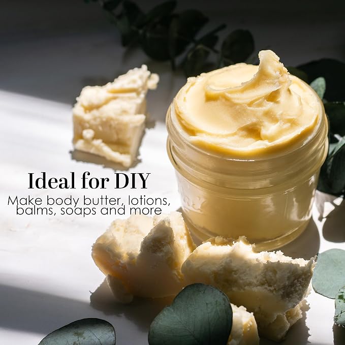 Raw Shea Butter – 100% Pure Unrefined African Shea Butter | Deep Moisturizer for Dry Skin, Hair and Scalp | DIY Body Butter, Lip Balm and Soap Base | Natural Earthy Aroma 1 lb Block (Pack of 3)