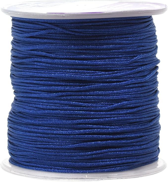Mandala Crafts 1mm Navy Blue Rattail Nylon Satin Cord for Jewelry Making